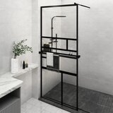 The Living Store pregrada za tuš s polico črna 90x195 cm esg steklo in aluminij - stena za tuš, (21751415) Cene