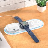 Borofone brezžična polnilna postaja BQ14 Absolute brezžični polnilec za polnjenje treh naprav 22,5W - bel | Shoptok.si