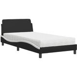 The Living Store Postelja z vzmetnico črna in bela 100x200 cm umetno usnje - Postelja, (21610005) | Shoptok.si