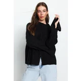 Trendyol Black Super Wide Fit Glittery Knitwear Sweater