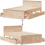  Okvir kreveta bez madraca s uzglavljem 135 x 190 cm od borovine | shoptok.hr