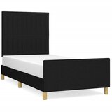  The Living Store Posteljni okvir z vzglavjem črn 100x200 cm blago - Posteljni Okvir Z Vzglavjem, (21445871) | Shoptok.si