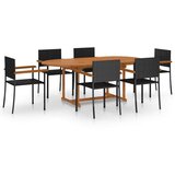  7-dijelni vrtni blagovaonski set od poliratana crni | shoptok.hr