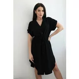 Kesi Viscose dress with a tie at the waist black