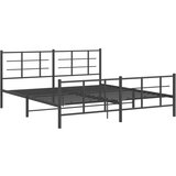 vidaXL Kovinski posteljni okvir z vzglavjem in vznožjem črn 183x213 cm | Shoptok.si