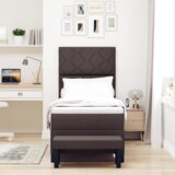  Vzmetnica s škatlo in klopjo temno rjava 80x200 cm tkanina, (22082980) | Shoptok.si