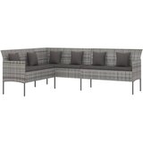 Maison Chic Vrtni kavč - Zunanji kavč v obliki črke L z blazinami siv poli ratan, (22043811) | Shoptok.si