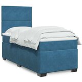 vidaXL Box spring postelja z vzmetnico modra 90x190 cm žamet Cene