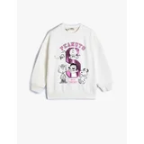 Koton Snoopy Sweatshirt Licensed Long Sleeve Crew Neck Raised