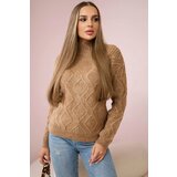 Kesi Sweater with decorative fabric Camel | shoptok.hr
