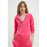Juicy Couture Velur pulover roza barva, s kapuco, JCAP176EU