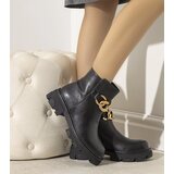 Gemre Black insulated ankle boots with chain Kathlyn | ePonuda.com