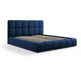 Micadoni Tamno plavi baršunasti tapecirani bračni krevet s prostorom za odlaganje s podnicom 160x200 cm Bellis – | shoptok.hr