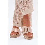 Boto Women's Platform Sandals With Golden Buckle Beige Selira | ePonuda.com