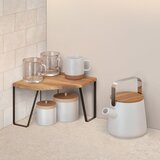 Metaltex Mat crna/u prirodnoj boji drvena kutna dodatna kuhinjska polica 25x25 cm York – | shoptok.hr
