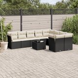 vidaXL 10-dijelni set vrtnih sofa s jastucima crni od poliratana | shoptok.hr