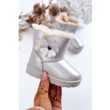 Kesi Children's Snow Boots With Flower Silver Bianca