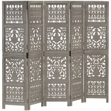Sobna pregrada s 5 panela siva 200 x 165 cm masivno drvo manga | Eponuda.com