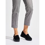 GOODIN Suede black loafers on a thick platform Cene