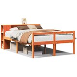 vidaXL knjižna postelja brez vzmetnice vošč. rjava 160x200cm trden les, (21610297) | Shoptok.si