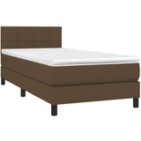 vidaXL Krevet box spring s madracem LED tamnosmeđi 100x200 cm tkanina | shoptok.hr