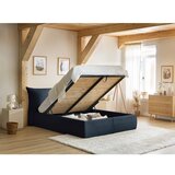 Bobochic Paris Temno modra oblazinjena zakonska postelja s prostorom za shranjevanje z letvenim dnom 180x200 cm Jade – | Shoptok.si
