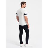 Ombre Men's soft knit polo shirt with contrasting stripes - white | Shoptok.si