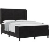 vidaXL Postelja z vzmetnico Črna 140x190 cm Žamet | Shoptok.si