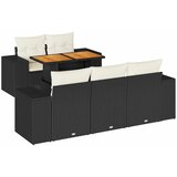  6-dijelni set vrtnih sofa s jastucima crni od poliratana | shoptok.hr
