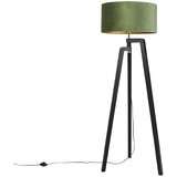 QAZQA Stojalo za talno svetilko črno z zeleno senco in zlatom 50 cm - Puros | Shoptok.si