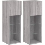 vidaXL TV omarica z LED lučkami 2 kosa siva sonoma 30,5x30x90 cm, (20977778) | Shoptok.si