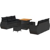 vidaXL 9-dijelni vrtni set sofa s jastučićima crni poli ratan akacija, 3-dijelni vrtni set za objedovanje s jastučićima crni poli ratan akacija Cijene
