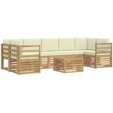 vidaXL Zunanja garnitura za sedenje 8 pcs Bela in krem Poliester, (5000281043) | Shoptok.si