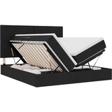  Krevet s LED trakama s uzglavljem Crna 200 x 200 cm tkanina | shoptok.hr