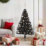 vidaXL Umjetna preddekorirana božićna jelka Črna 150 cm PVC | Shoptok.si