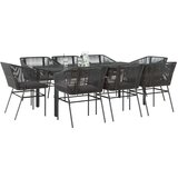 vidaXL Vrtna garnitura - 9-dijelni vrtni blagovaonski set s jastucima crnog poliratana - Crna 200 x 100 x 74 cm 8 | shoptok.hr