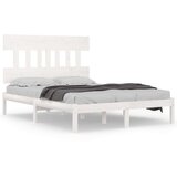  Posteljni okvir bel iz trdnega lesa 140x200 cm, (20647330) | Shoptok.si