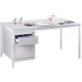 eurokraft basic pisalna miza za delovne mojstre, svetlo siva, predali 3 x 140 mm, šxg 1400 x 800 mm | Shoptok.si