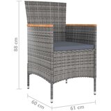  9-dijelni vrtni blagovaonski set s jastucima sivi | shoptok.hr
