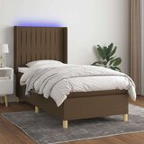  Krevet box spring s madracem LED tamnosmeđi 80 x 200 cm tkanina Cijene