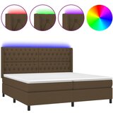 vidaXL Krevet box spring s madracem LED tamnosmeđi 200x200 cm tkanina | shoptok.hr