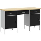 vidaXL 3-delni delovni kabinet in miza, črni inženirski les in jeklo Cene
