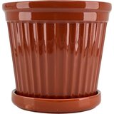 Miljögården Okrasni cvetlični lonec "Terra Stripe", rjasto rjava - M | Shoptok.si