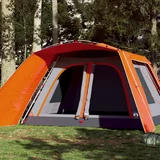 vidaXL Družinski šotor s predprostorom za 9 oseb siv in oranžen