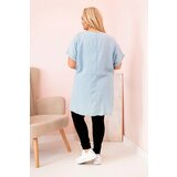 Kesi Włoski Plus Size women's blouse with patches light denim | Shoptok.si