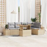 vidaXL vrtna sofa set Set 6 Bež Ratan, poliester, jeklo Cene