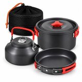 Meixi Set posuđa za kampovanje/ sklopivi/ aluminijum/ sivi sa crvenim detaljima Cene