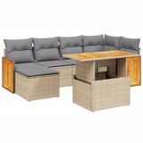 Maison Chic Seti vrtnega pohištva - Vrtna garnitura - Vrtni pohištvo set 7-delna z blazinami bež poli ratan, (21805606) | Shoptok.si