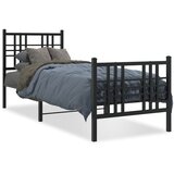  Metalni okvir kreveta uzglavlje i podnožje crni 75x190 cm | shoptok.hr