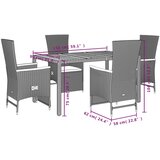  5-dijelni vrtni blagovaonski set s jastucima od poliratana crni Crna Dužina stola 150 cm | shoptok.hr